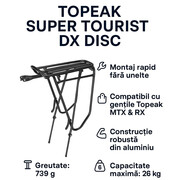 Portbagaj bicicleta Topeak Super Tourist DX (Disc) - 26-29 inch, Aluminiu