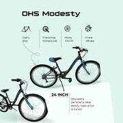 Bicicleta Copii DHS Modesty - 24 Inch, Gri