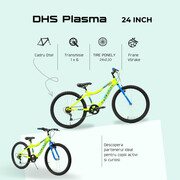 Bicicleta Copii DHS Plasma - 24 Inch, Galben