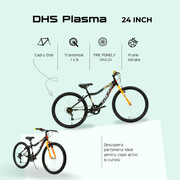 Bicicleta Copii DHS Plasma - 24 Inch, Negru