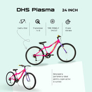 Bicicleta Copii DHS Plasma - 24 Inch, Roz