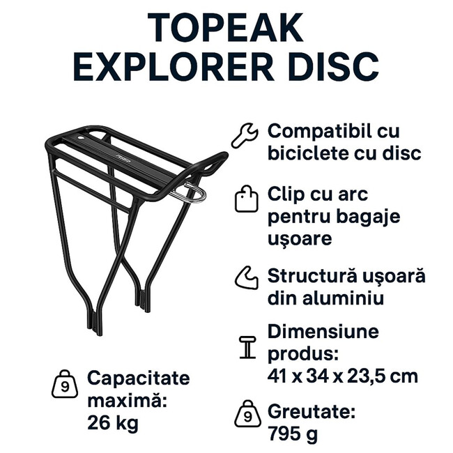 Portbagaj bicicleta Topeak Explorer (Disc) - 26-29 inch, Aluminiu