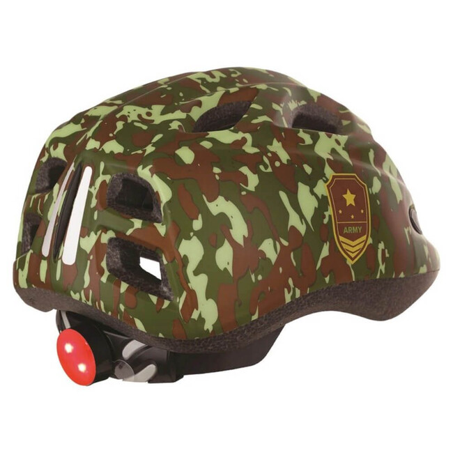 Casca Ciclism Copii Cu Led Polisport Army - 52-56 cm, S, Verde