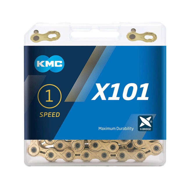 Lant Bicicleta KMC X101, 1 Viteze, 1/2x1/8 inch, 112 Zale, Auriu
